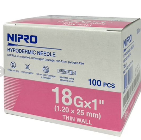 Nipro Needle 18G ขนาด 1 นิ้ว